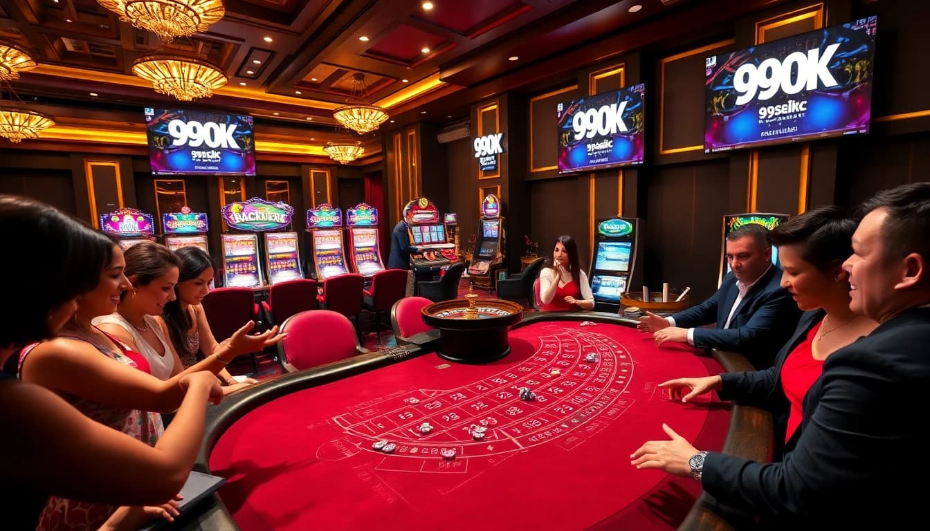 Players engaging in an exciting baccarat game at 99ok casino.