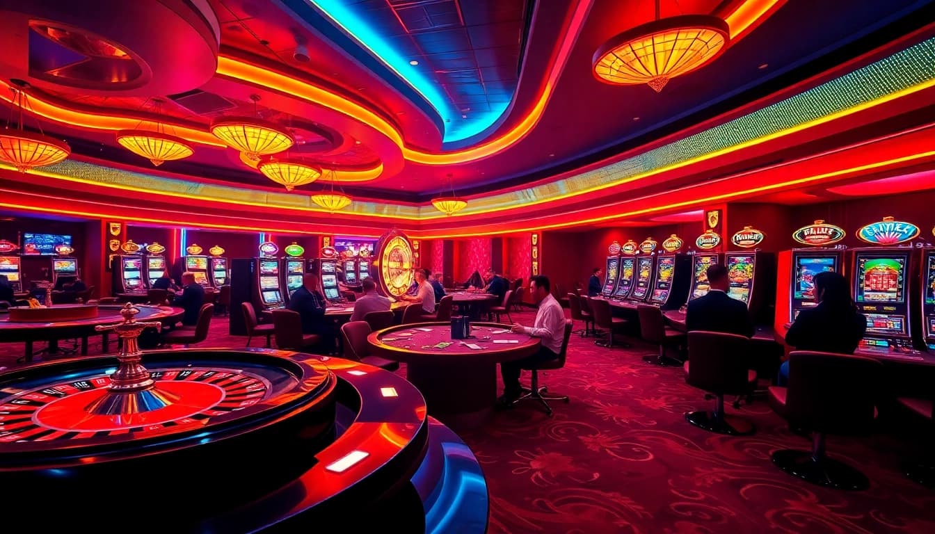 Experience the thrill of NK88 casino gaming with vibrant roulette tables and excited players in action.