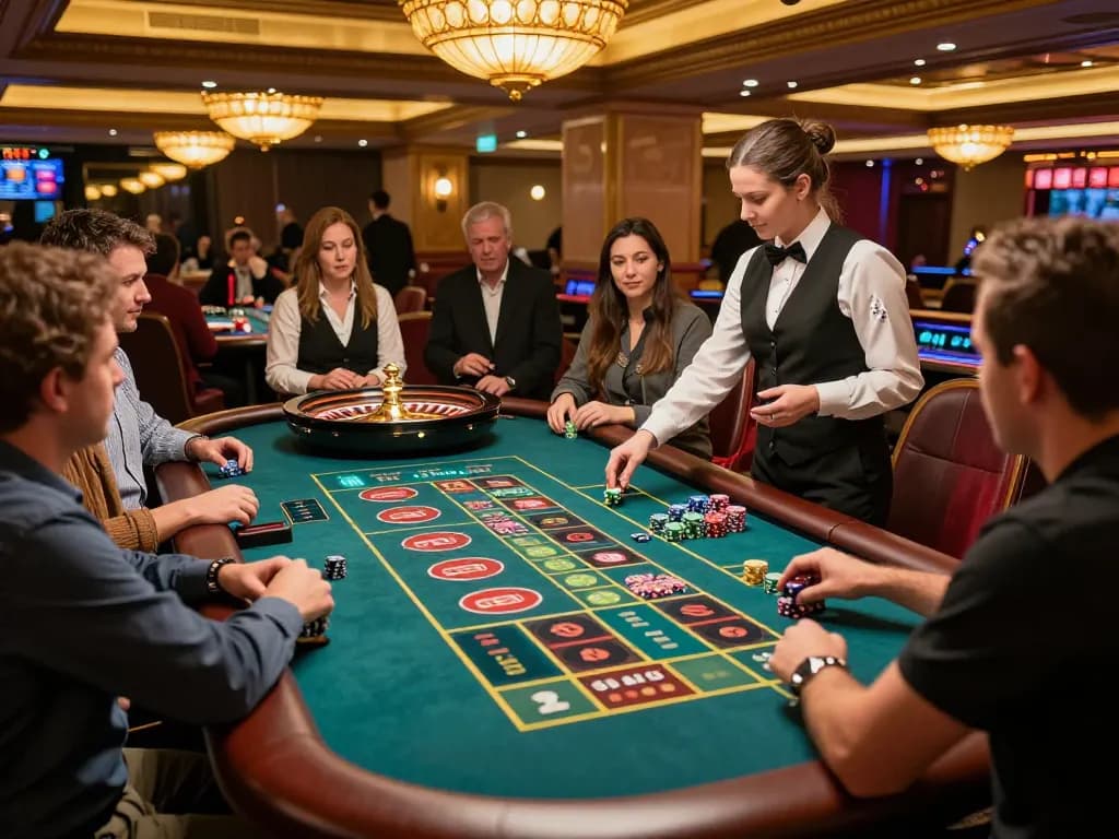 Players engaged in an exciting roulette game at the casino with vibrant energy and strategic betting, featuring elements of https://www.bearcreekwatershed.org/macroinvertebrates