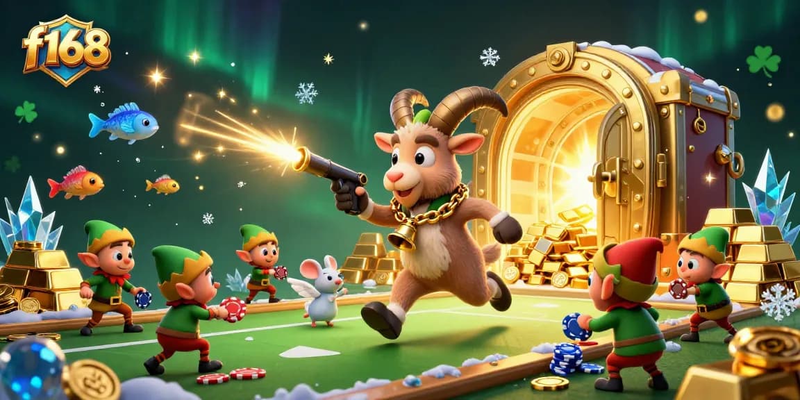 Experience the thrilling F168 fishing shooting game with fun 3D characters in action.