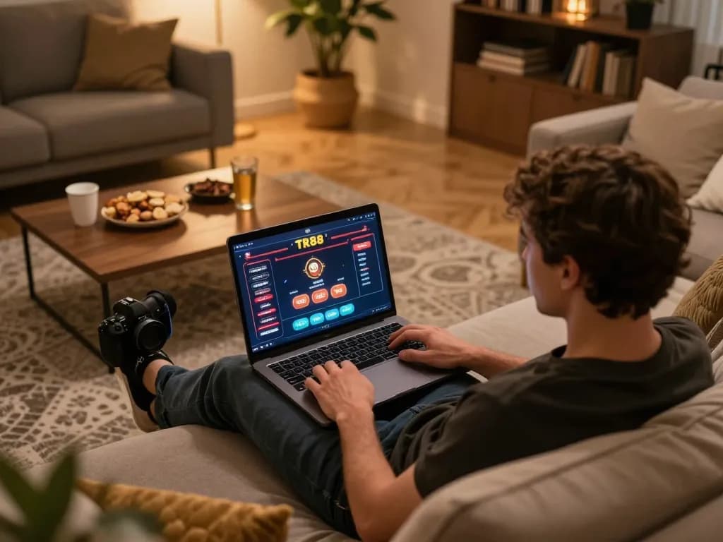 Player enjoying an engaging game at TR88 online casino on a laptop