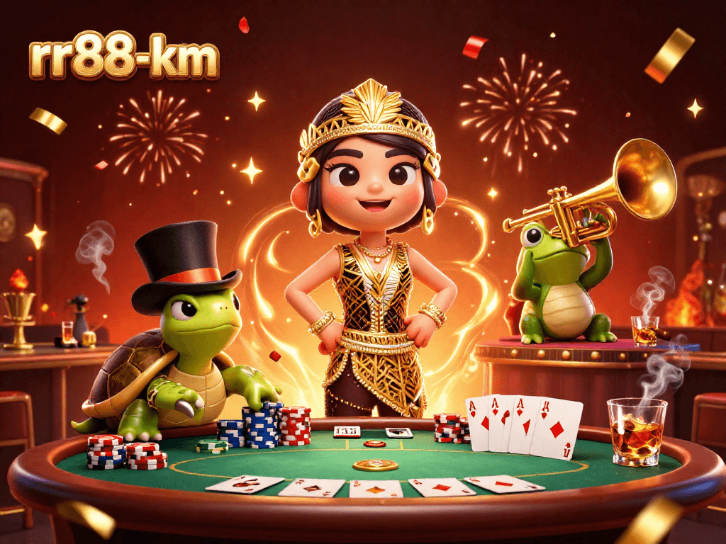 Experience the excitement of rr88-km with lively characters at a poker game.