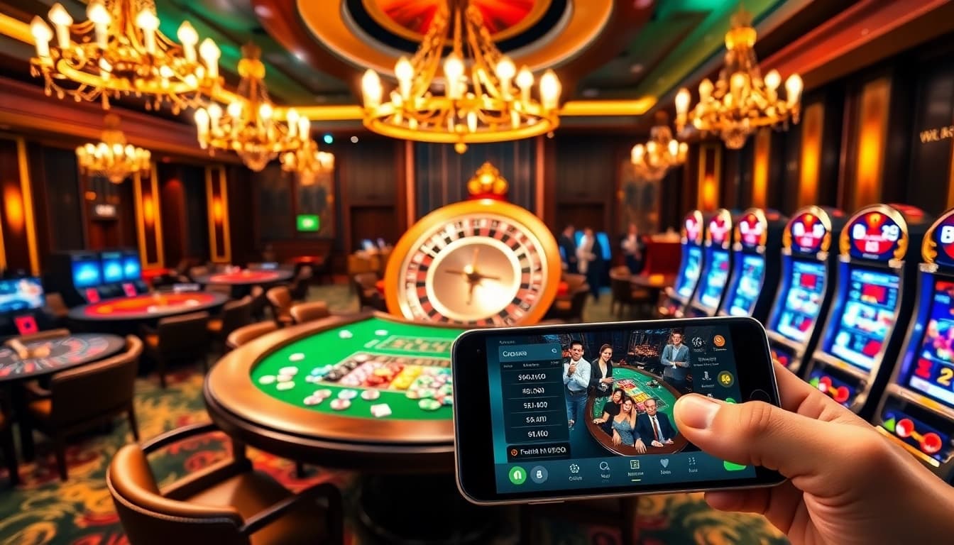 Engaging scene at https://www.bdtk66.blog/ showcasing players at a roulette table and vibrant slot machines.