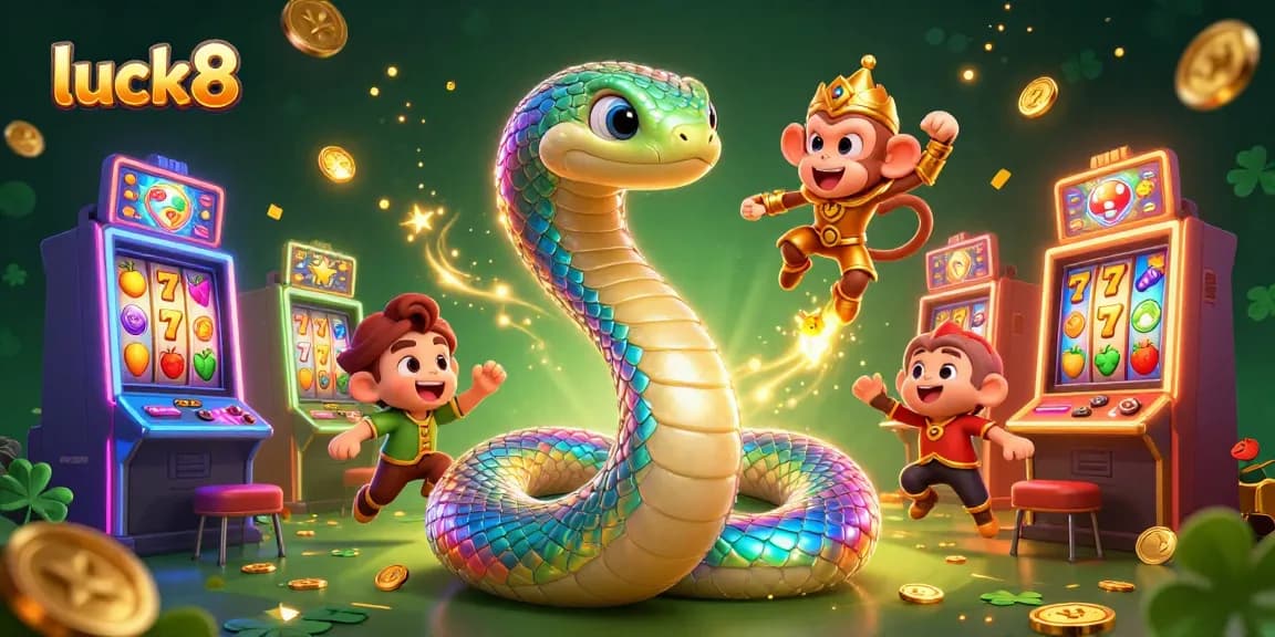 Spin your luck with luck8 amidst shimmering slot machines and magical characters.