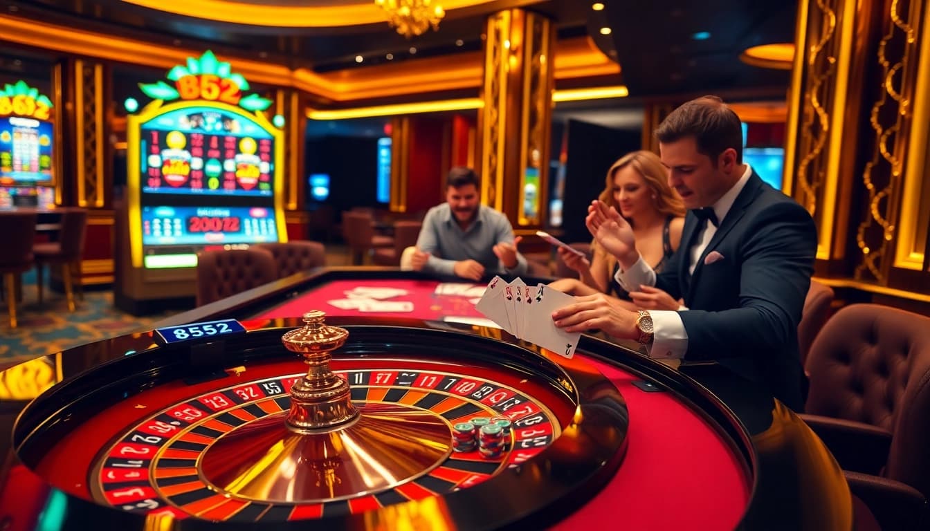B52 players engaging in high-stakes action at a glamorous casino table.