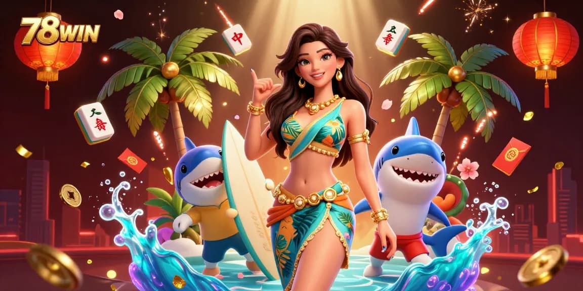 Join the action with 78WIN's vibrant gaming scene showcasing stunning casino elements and characters.