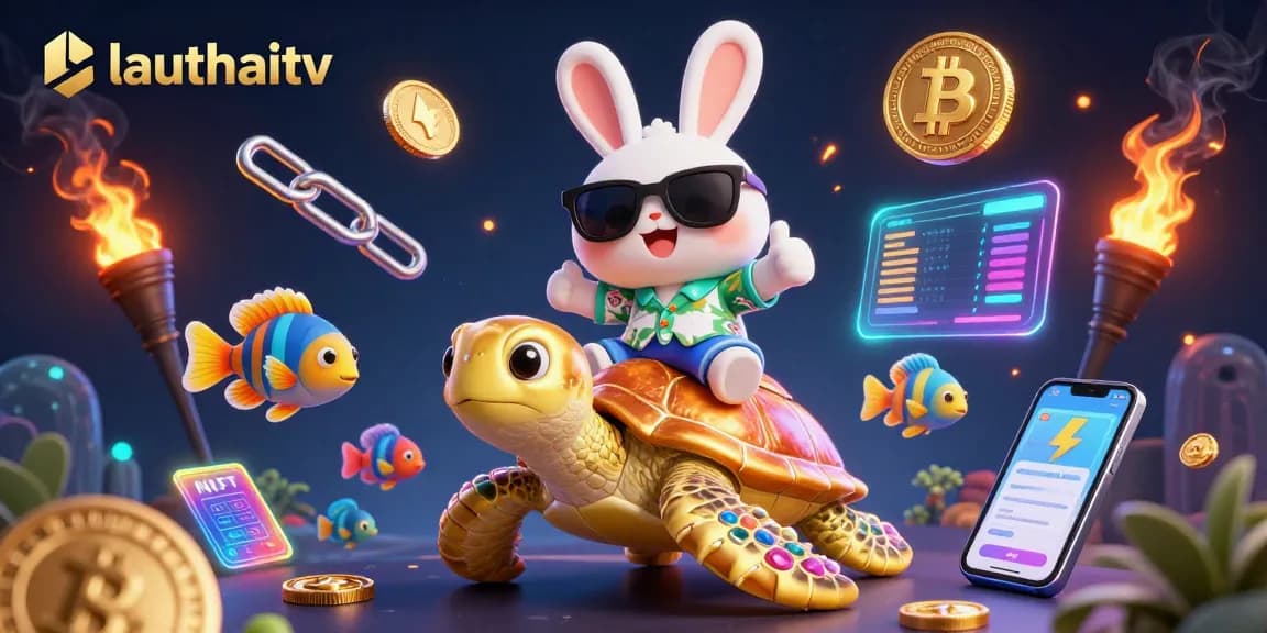 Experience the excitement of lauthaitv with a lucky rabbit and golden turtle in a vibrant casino twist.