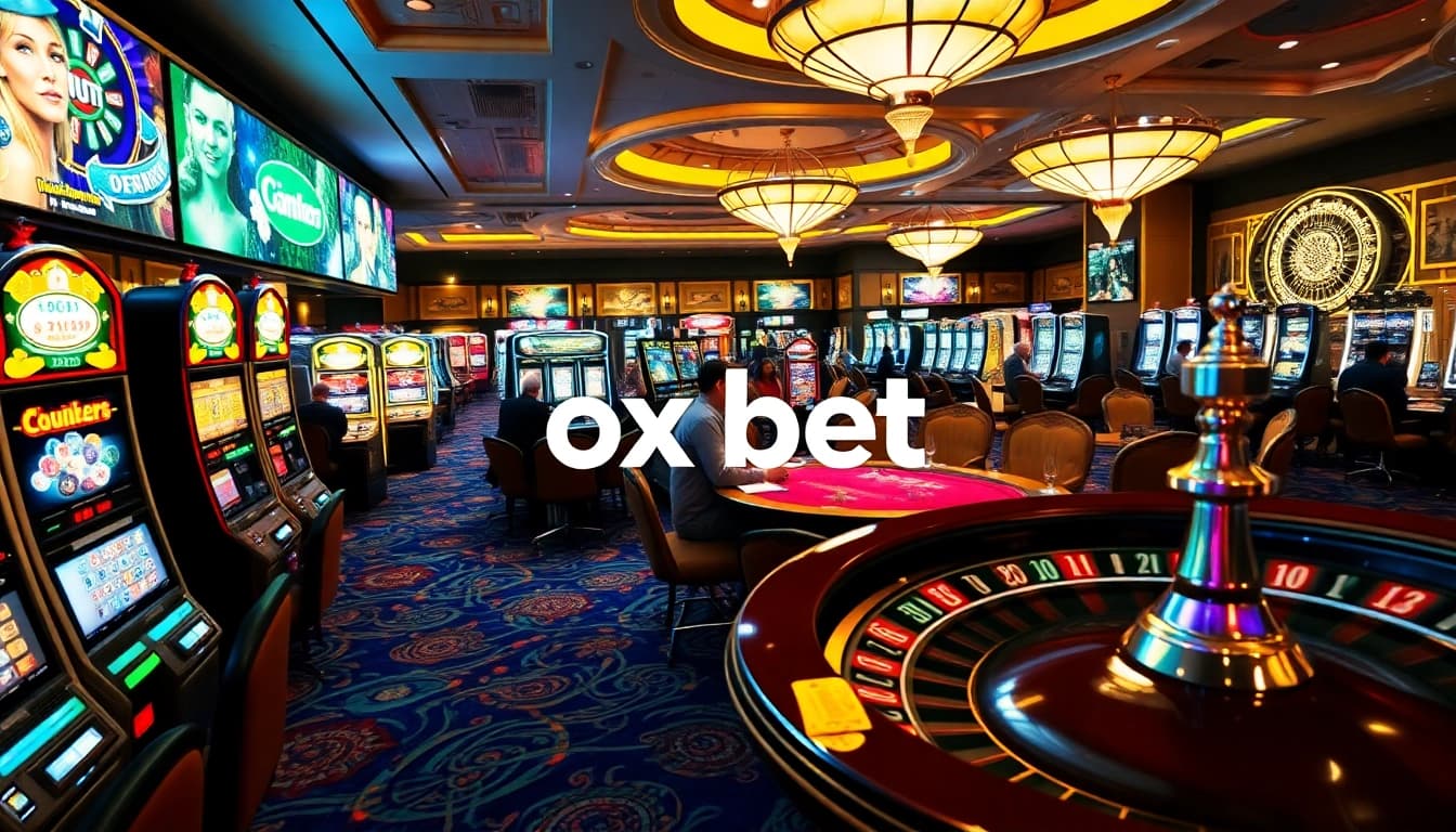 Experience the excitement of ox bet at a luxury casino with vibrant gaming tables and high-stakes action.