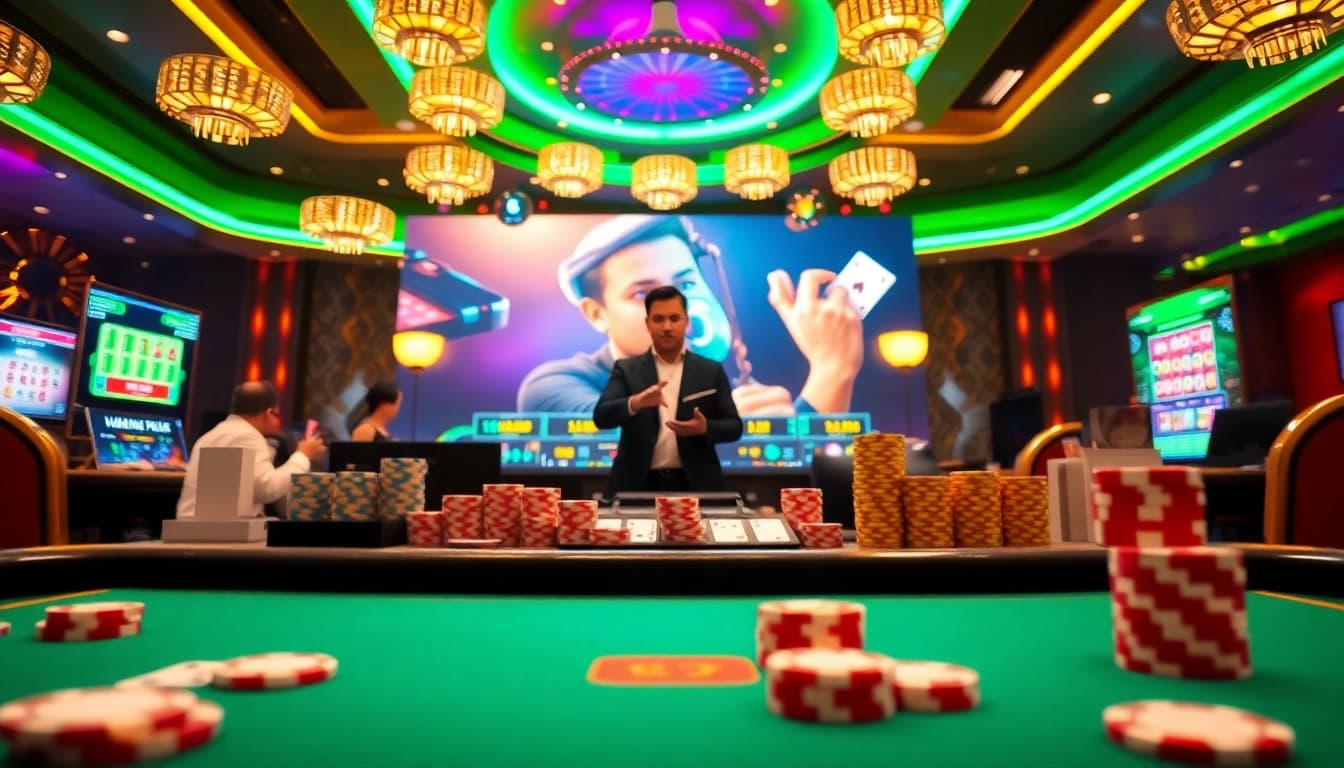 Engaging in the exciting world of xóc đĩa online có nên thử at a vibrant casino table.