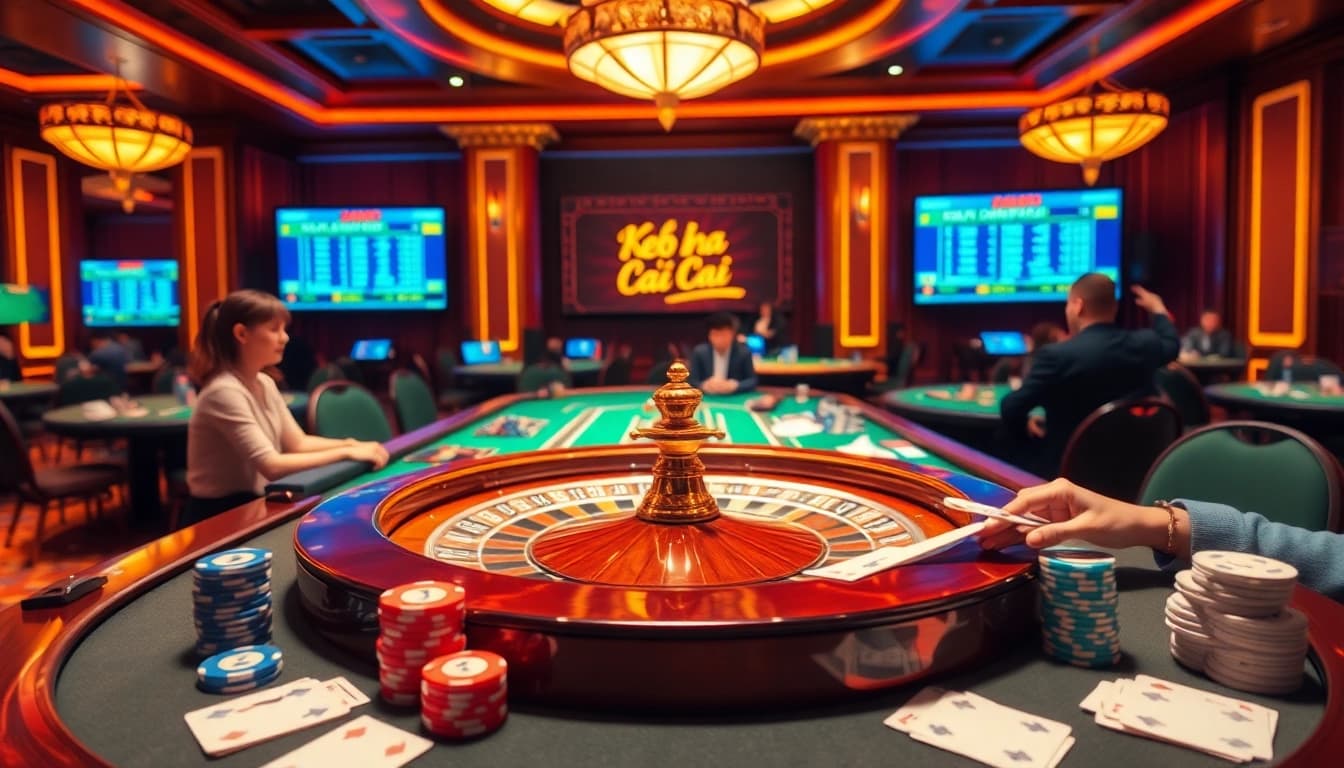 Gambling enthusiasts analyze the keo nha cai 5 odds at a luxurious casino table.