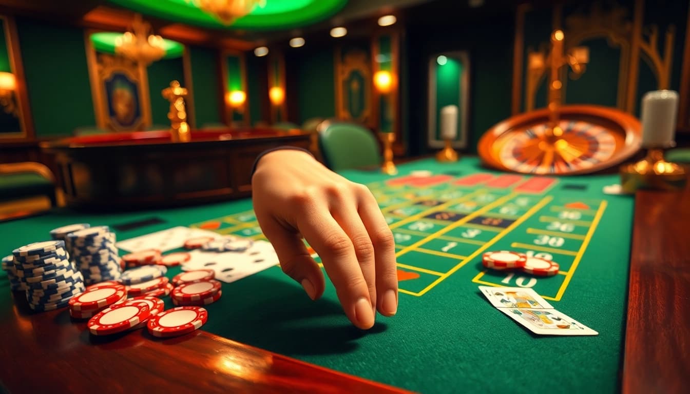 Experience the thrill of gambling with 789 win on a luxurious casino table, surrounded by vibrant chips and cards.