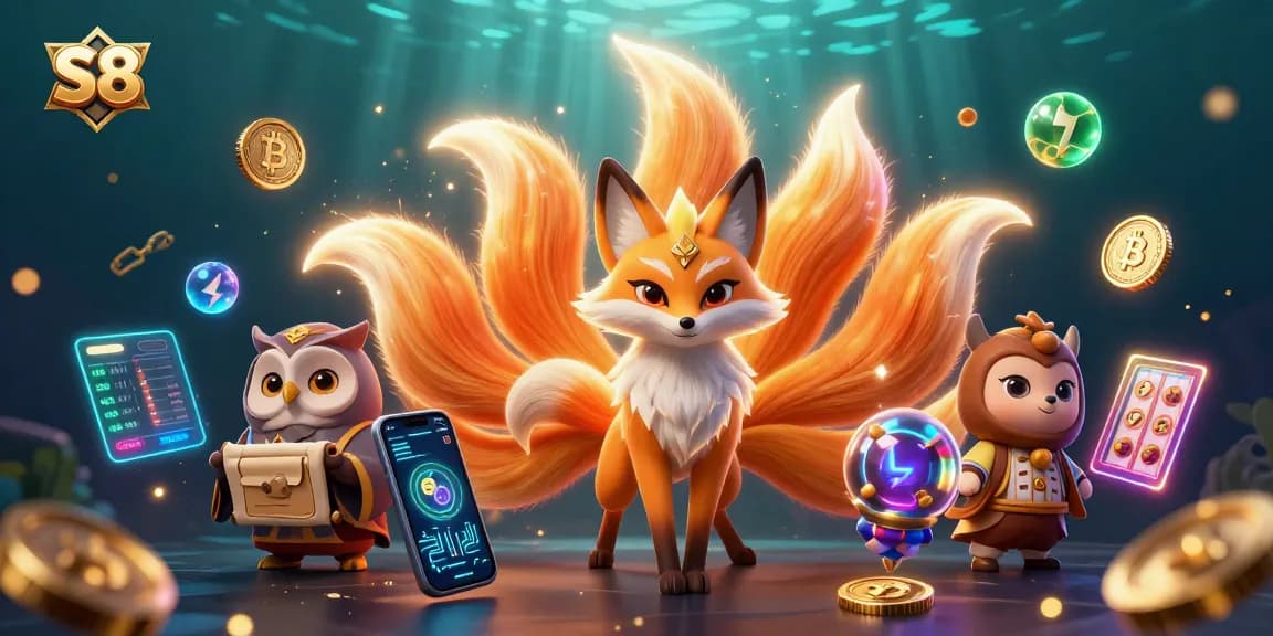Experience thrilling gameplay with S8 under vibrant lights featuring a nine-tailed fox spirit.