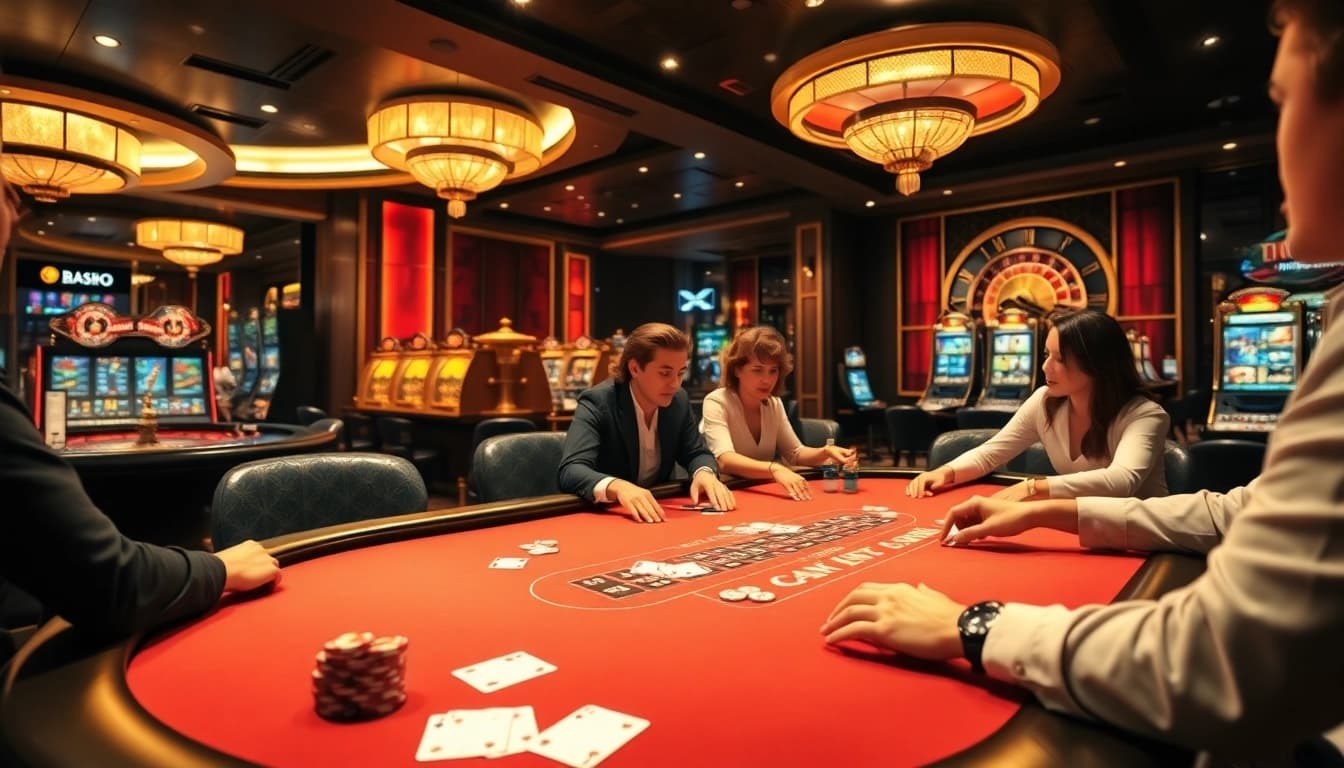 Experience the excitement of gambling at https://nohu90.pink/ with thrilling games, vibrant poker chips, and luxurious casino tables.