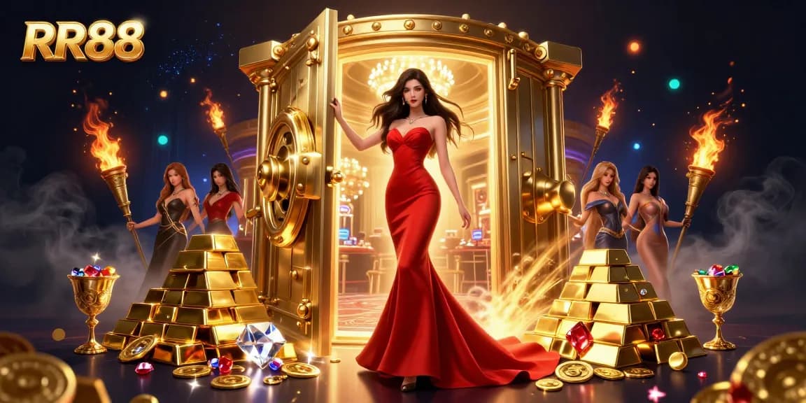 Experience the thrill of RR88 in a vibrant casino scene full of treasure and excitement.