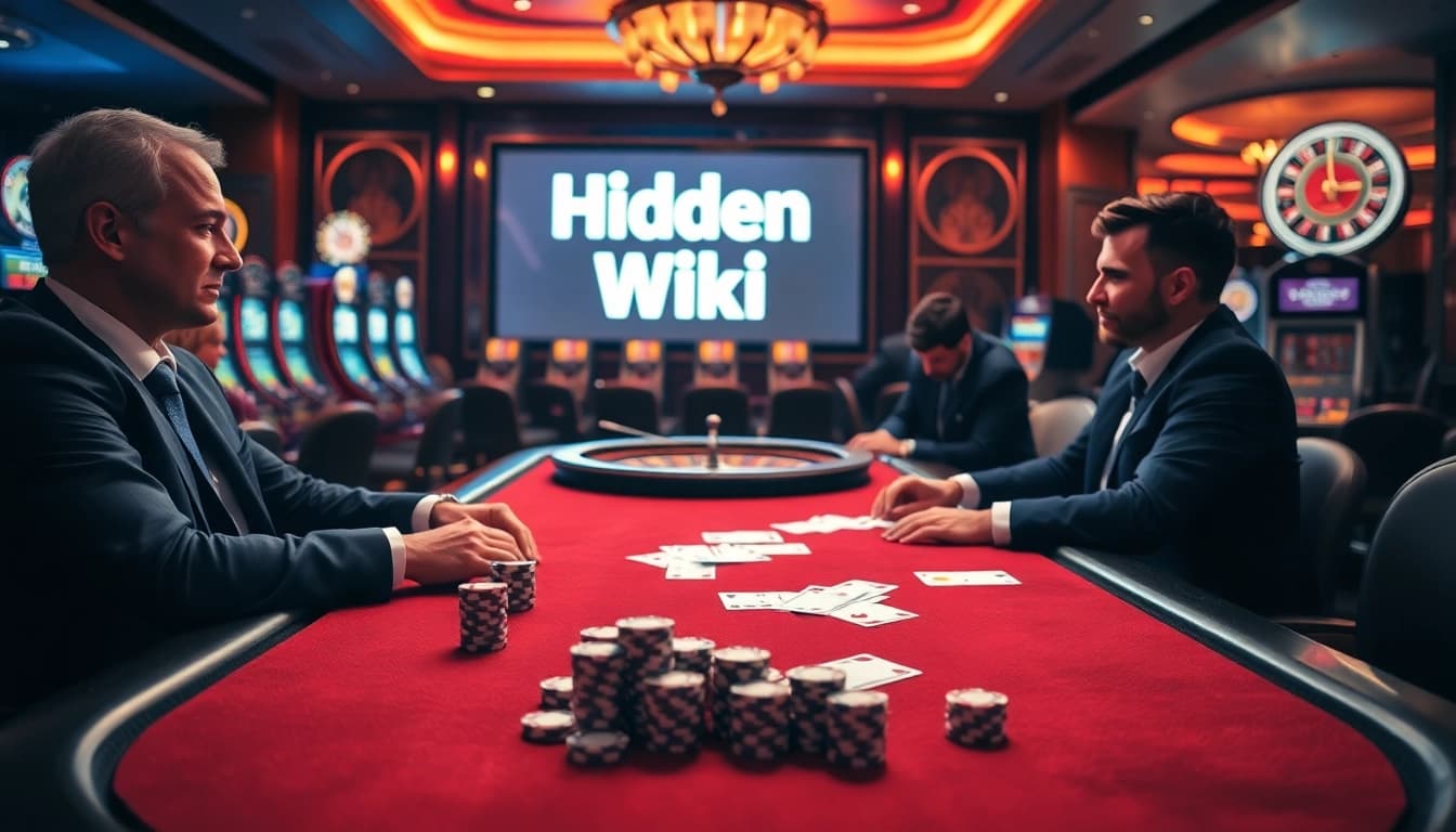 Gambling professionals at a luxurious table, exploring the hidden wiki online.