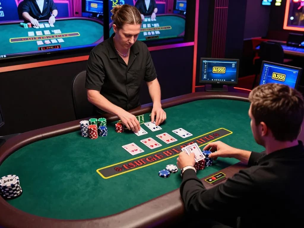 Player engaging in a live dealer blackjack game on BL5555 platform, showcasing online gambling excitement and strategy.