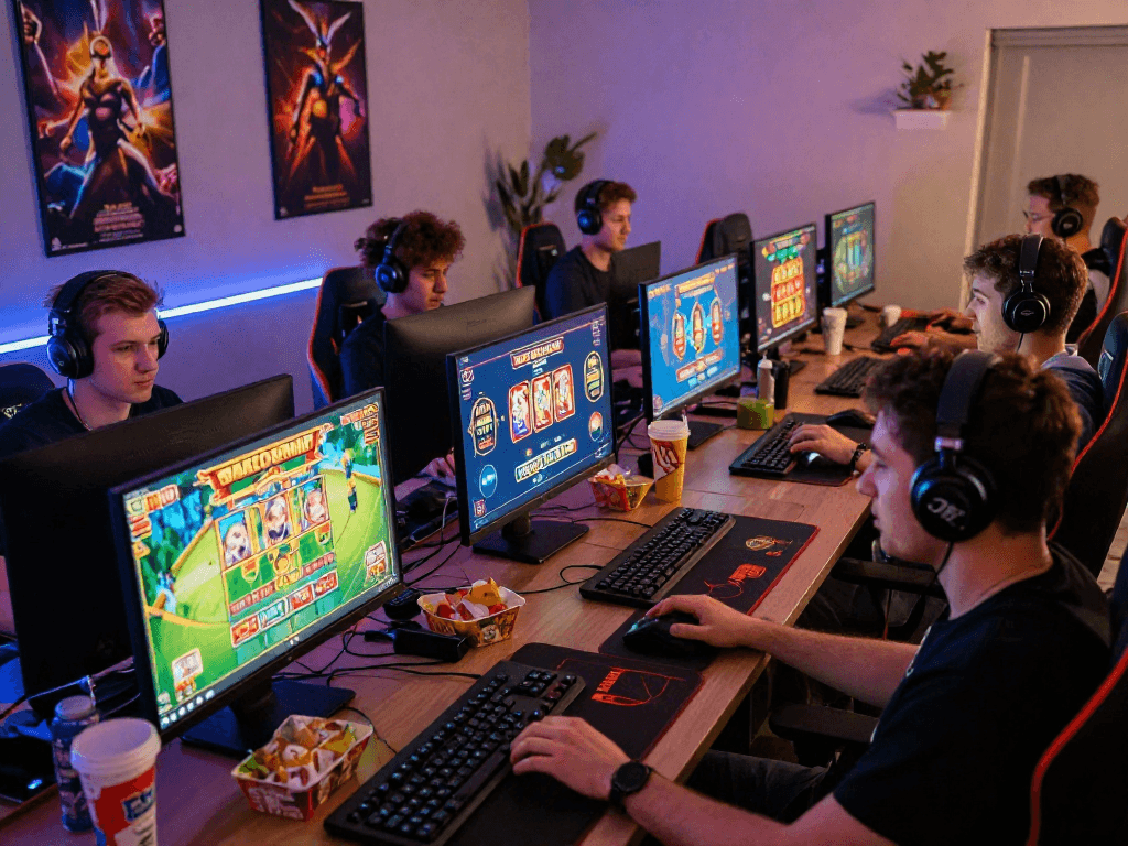 Players enjoying exciting games at non UK casinos with vibrant setups, showcasing the diverse online gaming experience for 2026.
