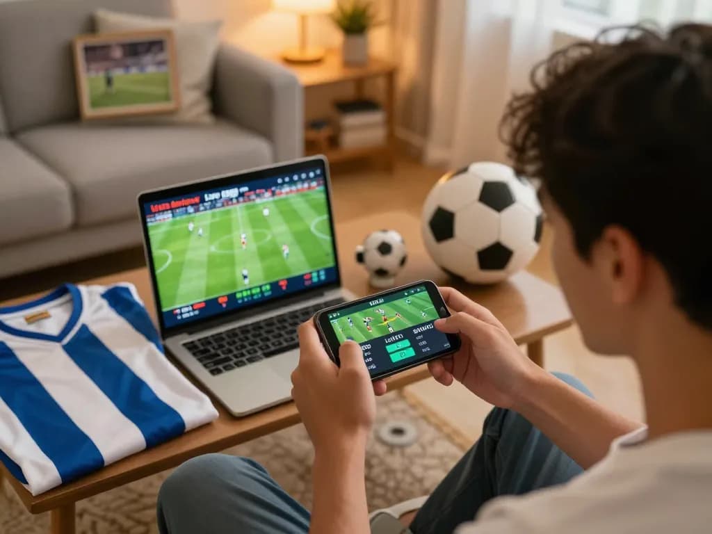 Engaging in sports betting on 33win, a user follows live match updates on their smartphone.