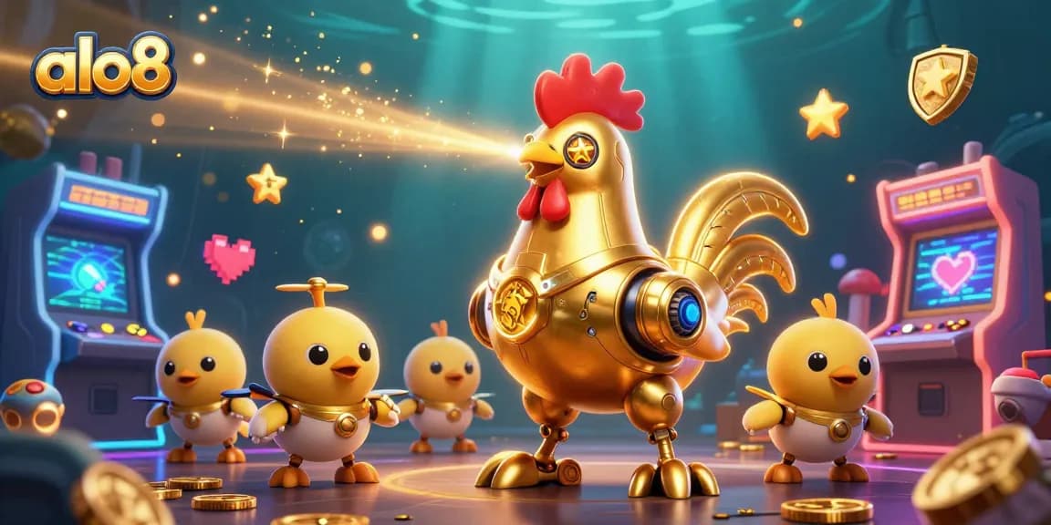 Engage with exciting slots and games on ALO8's platform featuring vibrant 3D animation.