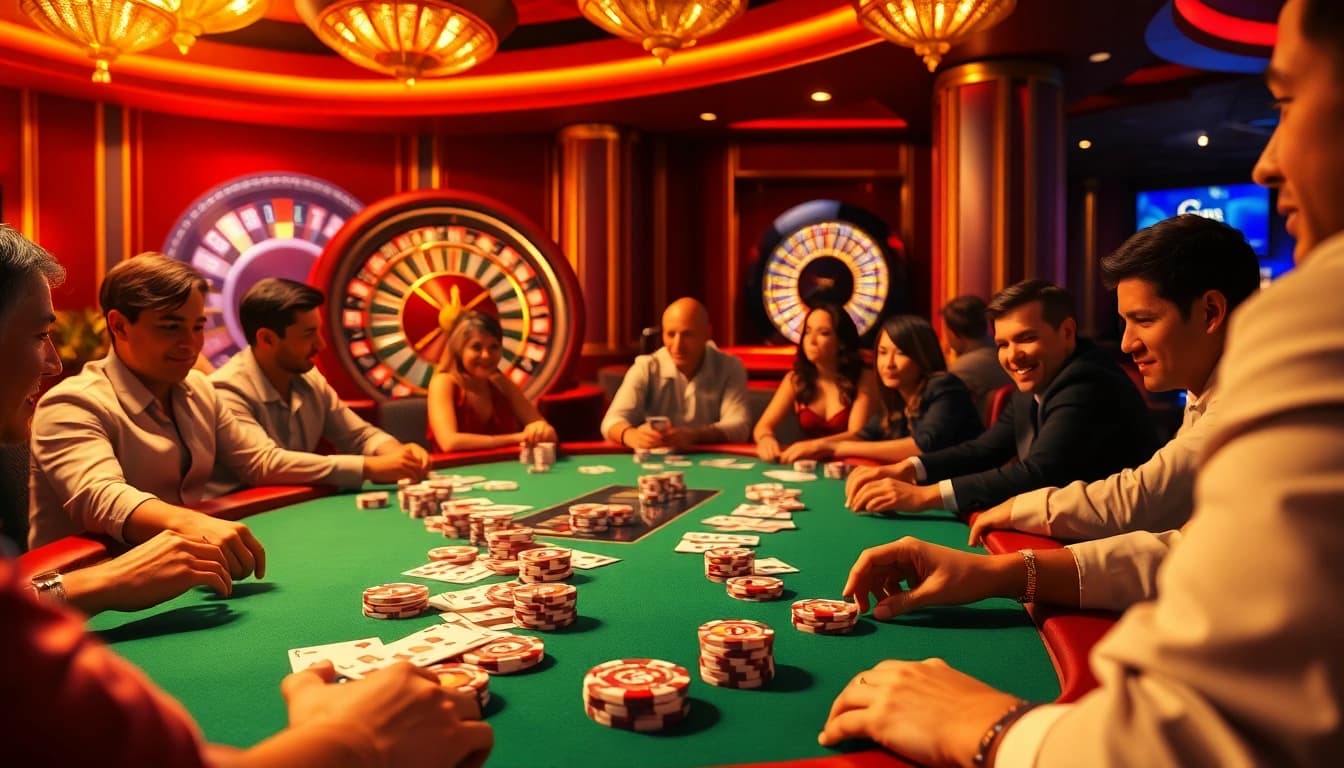 Engaging casino action featuring 3D elements from phim 3d trung quốc as players strategize at poker tables.