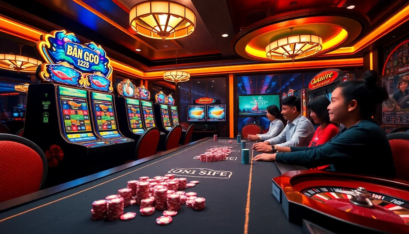 BẮN CÁ 123 GA game players strategizing their next moves at a luxurious casino table.