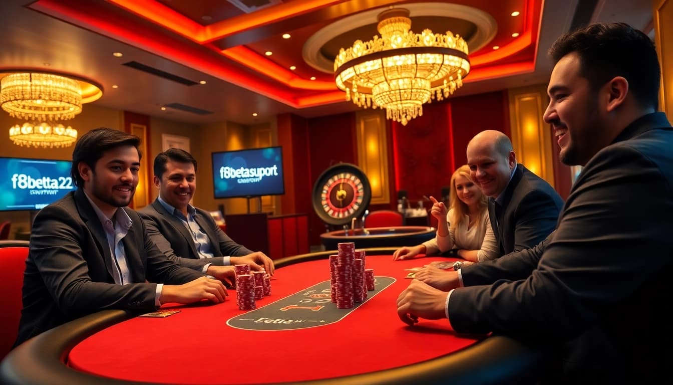 Players engaging in a poker game at f8beta2.support, showcasing excitement and strategy.