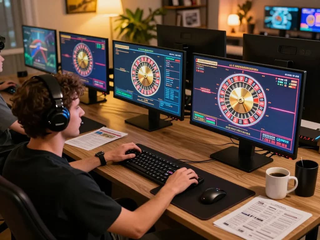 Player engaging in online casino gaming on sc88bn platform with roulette display and strategy notes
