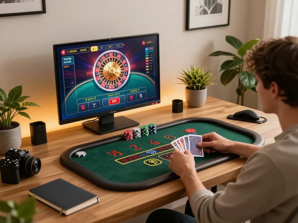 N188 player engaging in live dealer games on a tablet in an elegant home setup