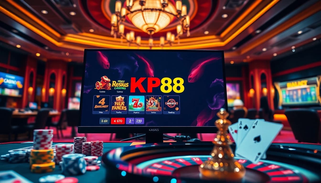 Engaging scene of nhà cái kp88 highlighting online casino games with chips and cards