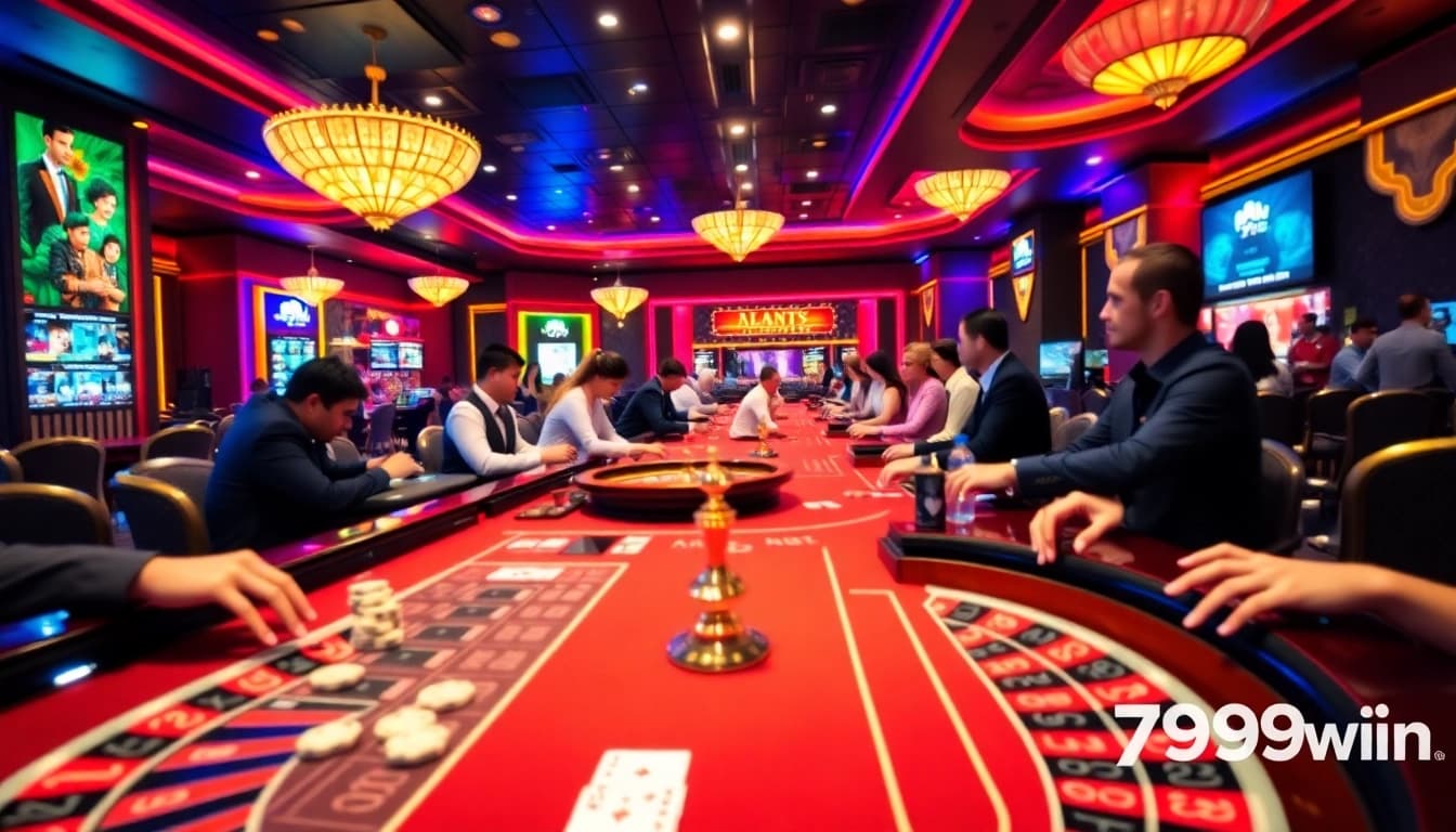 Gambling excitement at a 789win casino table with roulette wheels and poker chips.