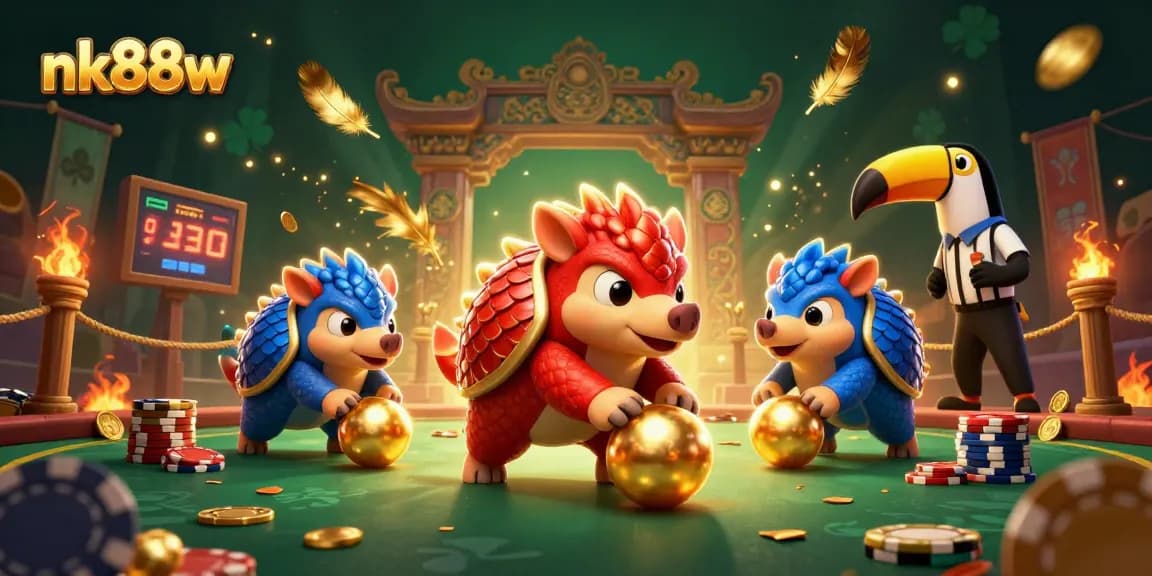 Compete like never before with nk88w as rival pangolins battle through casino chips in a vibrant 3D scene.