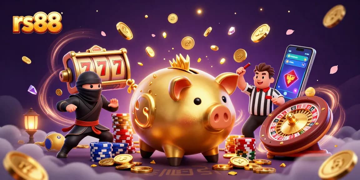 Experience thrilling gameplay with rs88, featuring a sumo wrestler and samurai in an action-packed casino scene.