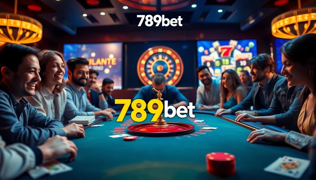 Engaging 789bet online casino scene with players enjoying poker and roulette.