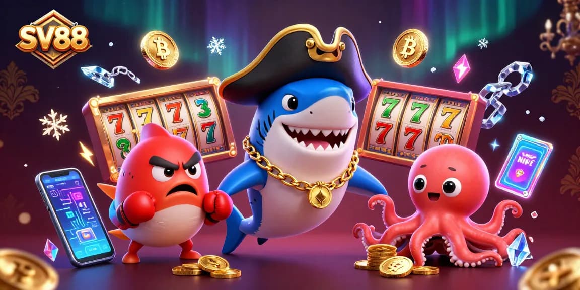 Experience thrills at SV88 with vibrant 3D casino elements and engaging characters in a dynamic scene.