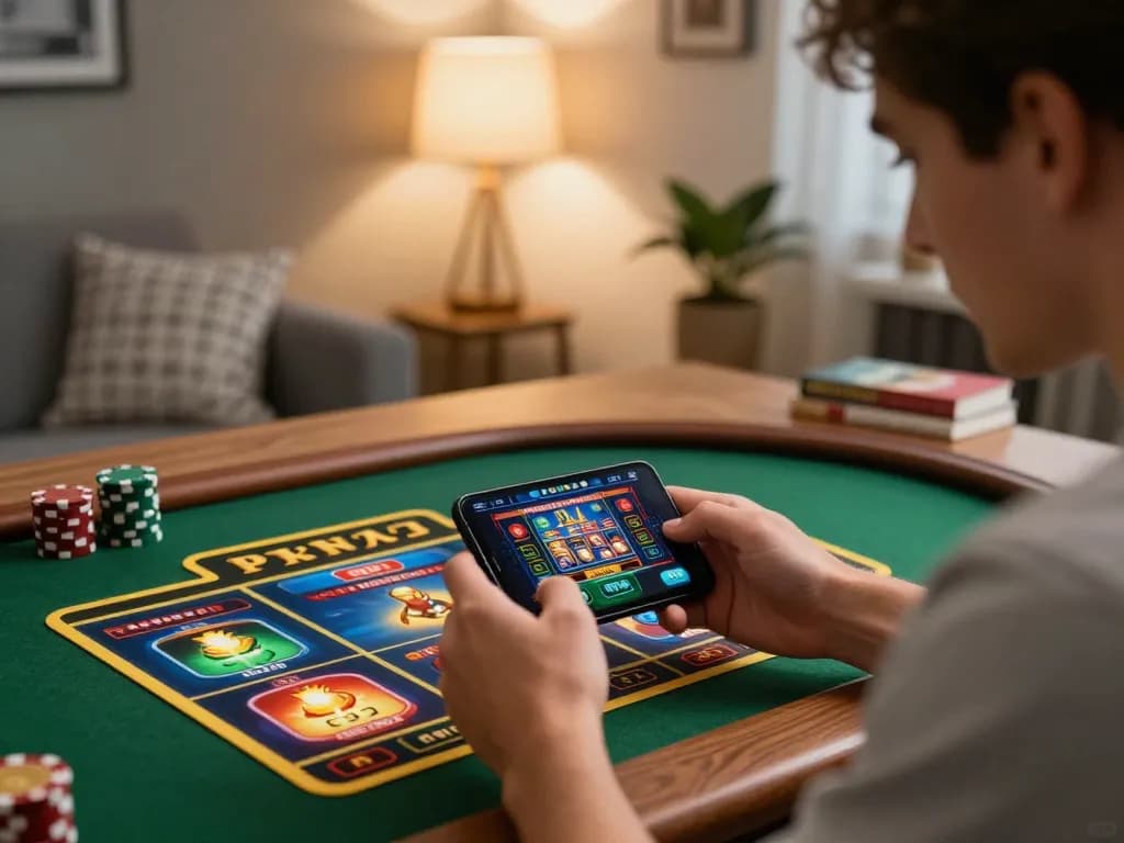Player engaging with DA88 mobile casino app, showcasing vibrant games and strategic interactions.
