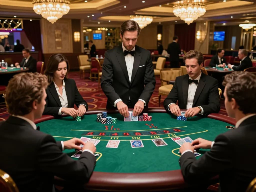 SAY88 players engaging in a thrilling blackjack game at a lavish casino table.