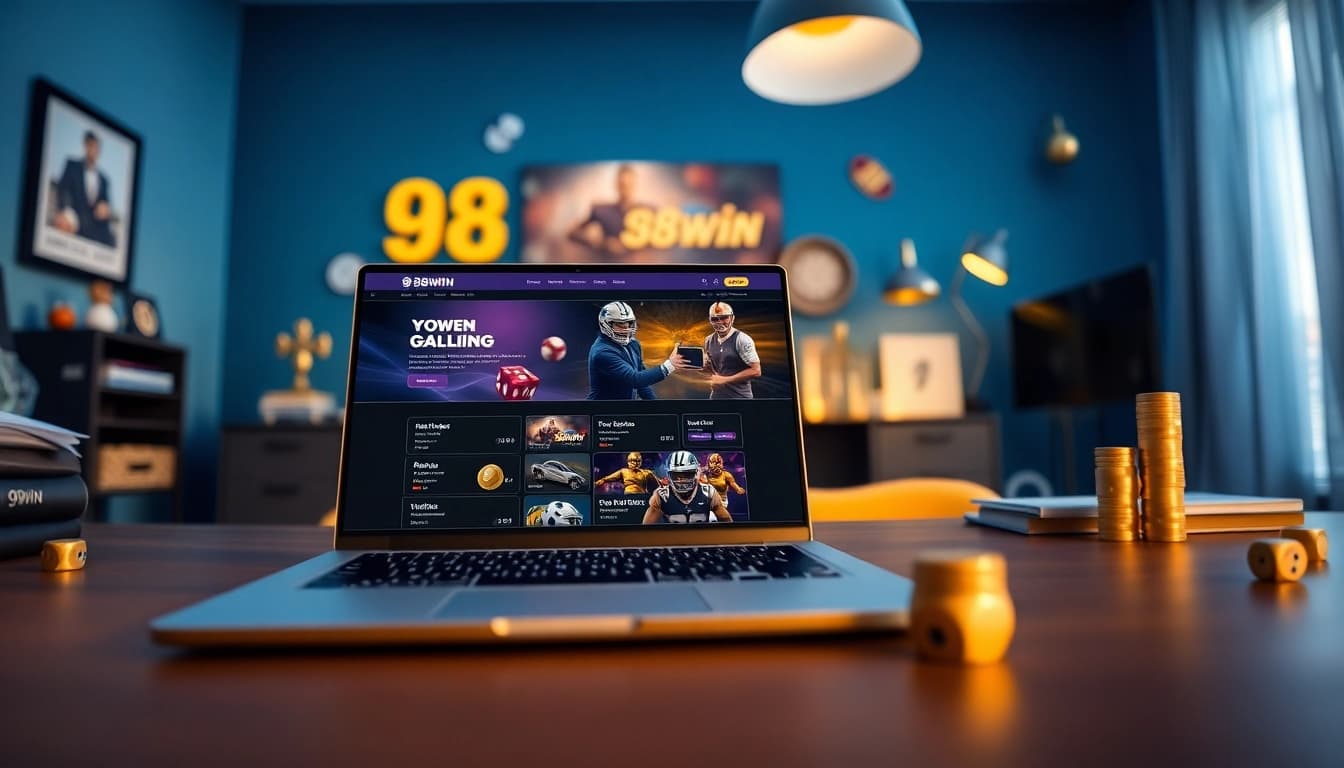 Experience the excitement of online gaming with 98win com in a modern home office setting.