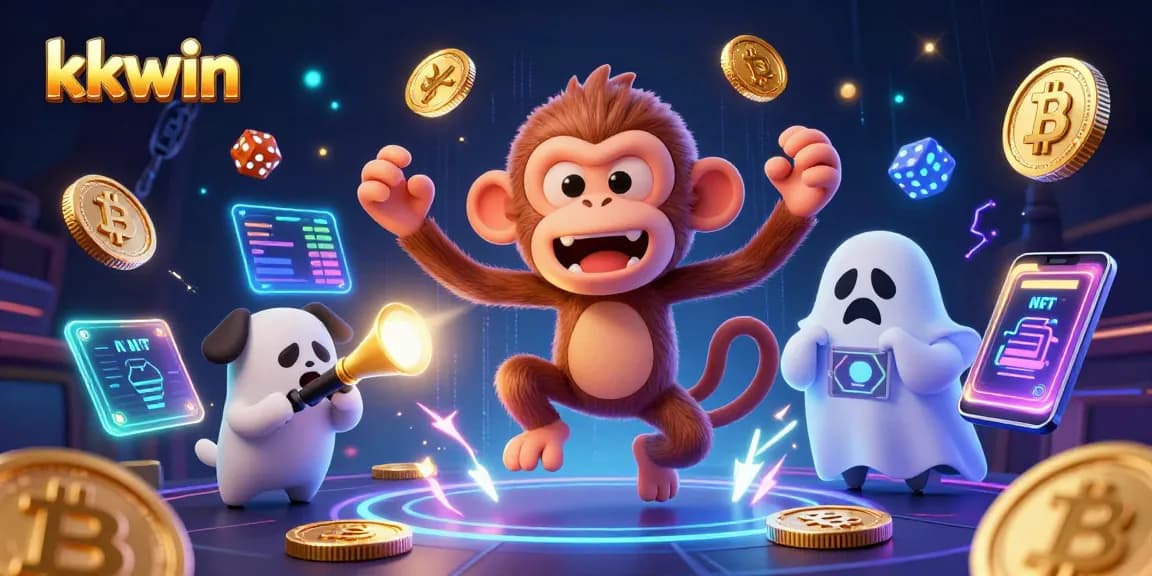 Experience the thrill of kkwin as a mischievous monkey juggles in a haunted casino.