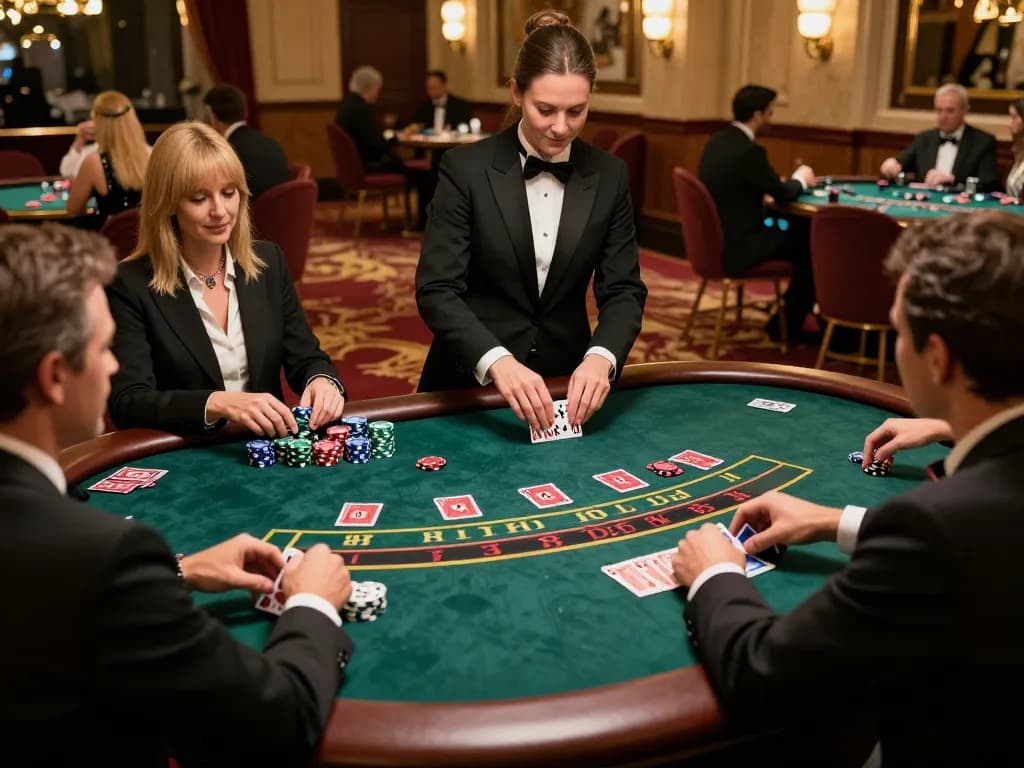Hitclub blackjack table scene with players strategically betting and enjoying the thrill of the game.