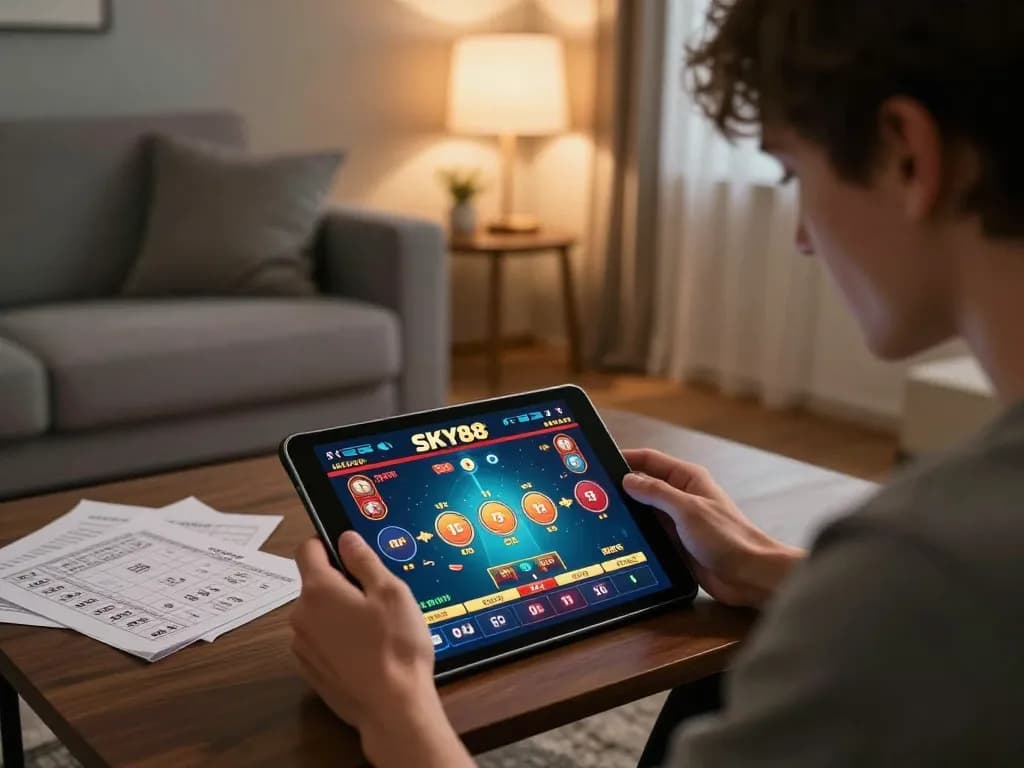 Engaging in strategic bets at SKY88 casino while managing bankroll in a cozy setting