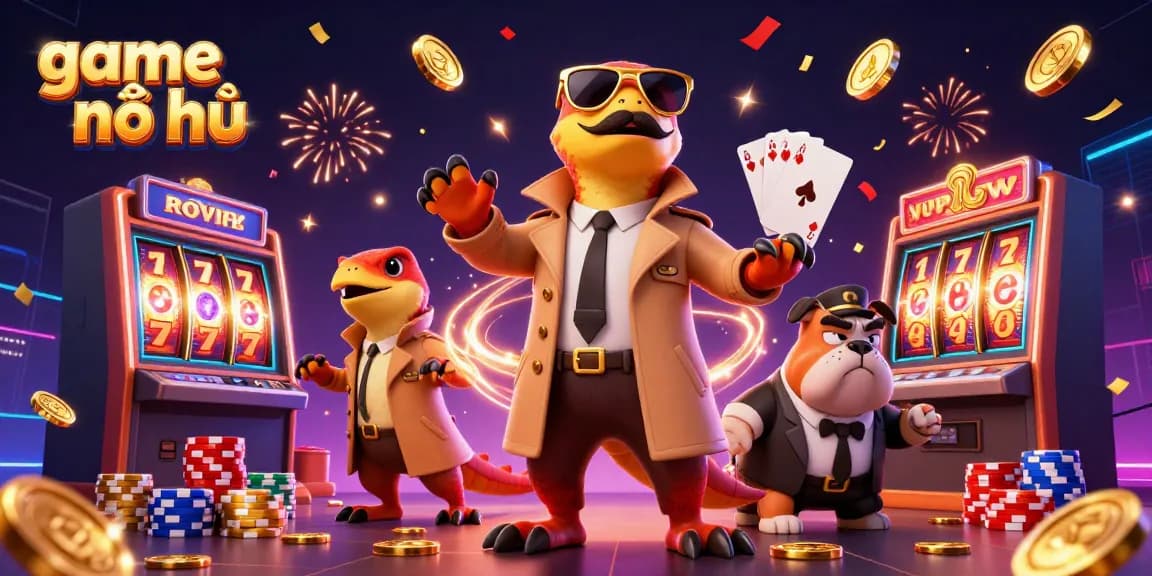Spin the game nổ hũ reels and win exciting jackpots in this vibrant casino scene!