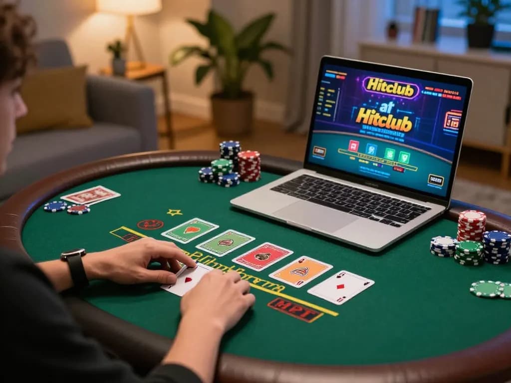 Engaged player enjoying live dealer blackjack at Hitclub, showcasing immersive online gaming experience.