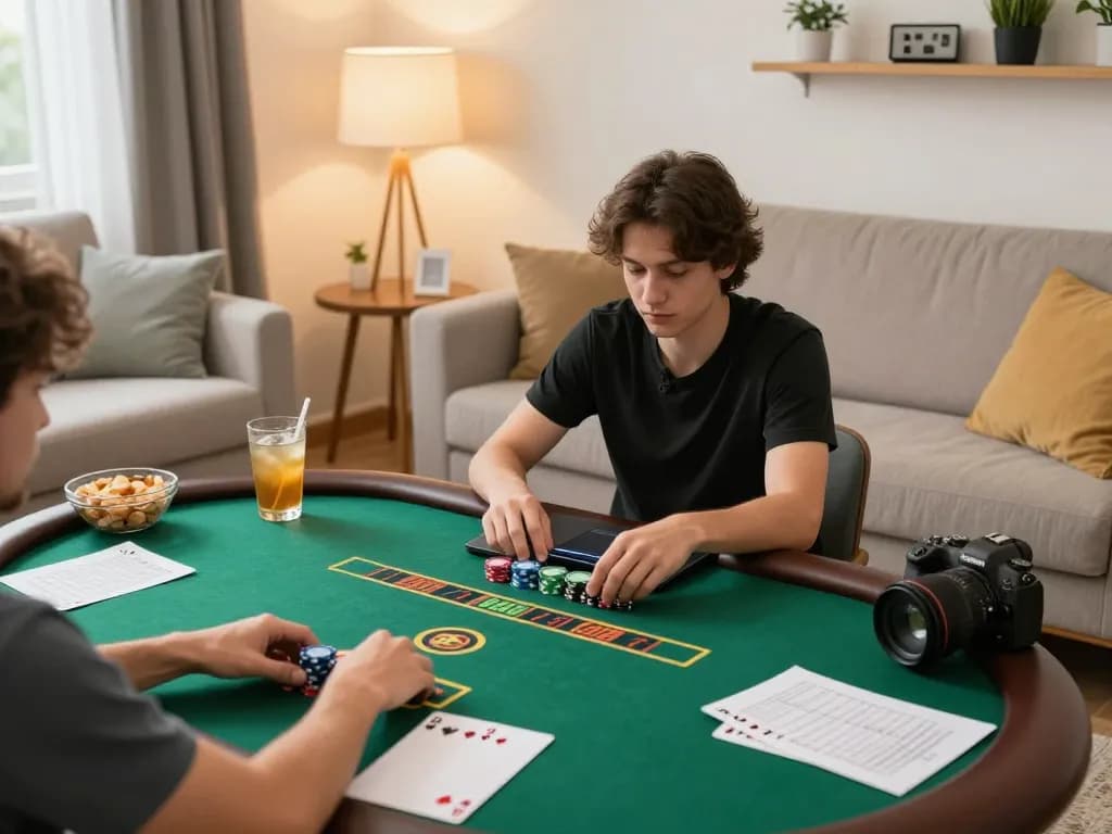 Player enjoying an online poker game on laptop at home while implementing SV88 strategies.