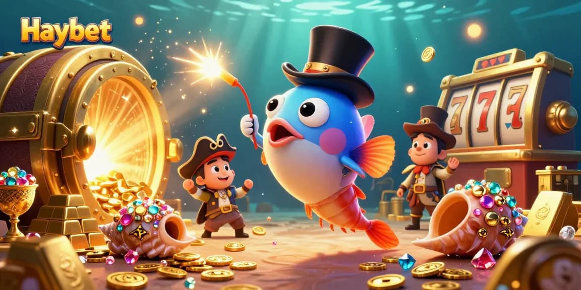Experience Haybet's thrilling casino scene with colorful 3D characters and vibrant slot elements.