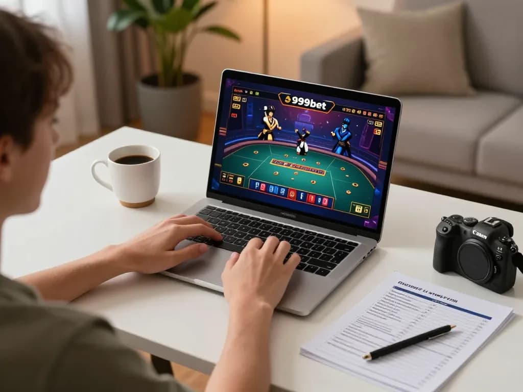 Person engaged in online gameplay on 999bet, showcasing betting strategies and a cozy atmosphere.