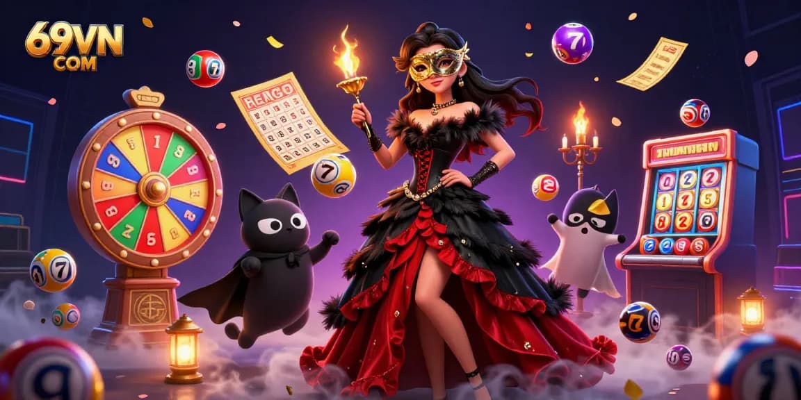 Win big with 69VN COM while enjoying vibrant scenes filled with colorful lottery balls and exciting gameplay.