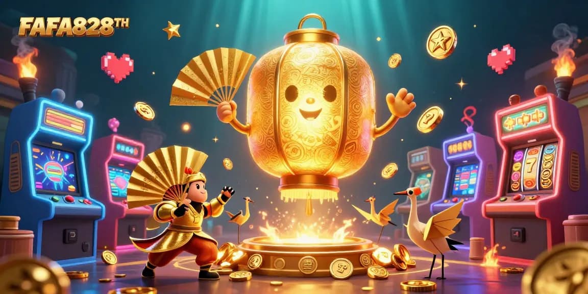 Experience thrilling gaming action with FAFA828TH's vibrant casino scene featuring iconic symbols and elements.