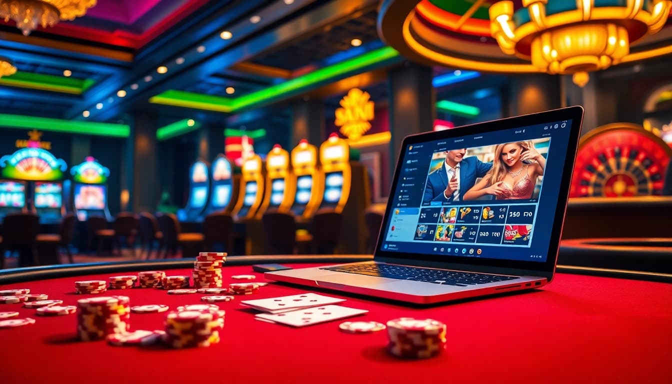 Experience the excitement of tg88 đăng nhập at a vibrant casino scene filled with poker chips and a roulette wheel.