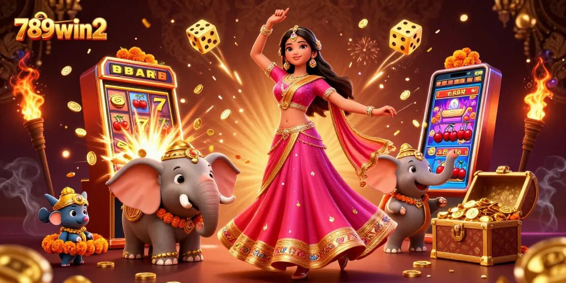 Bet on 789win2 with a vibrant casino illustration featuring slot machines bursting coins and exciting game elements.