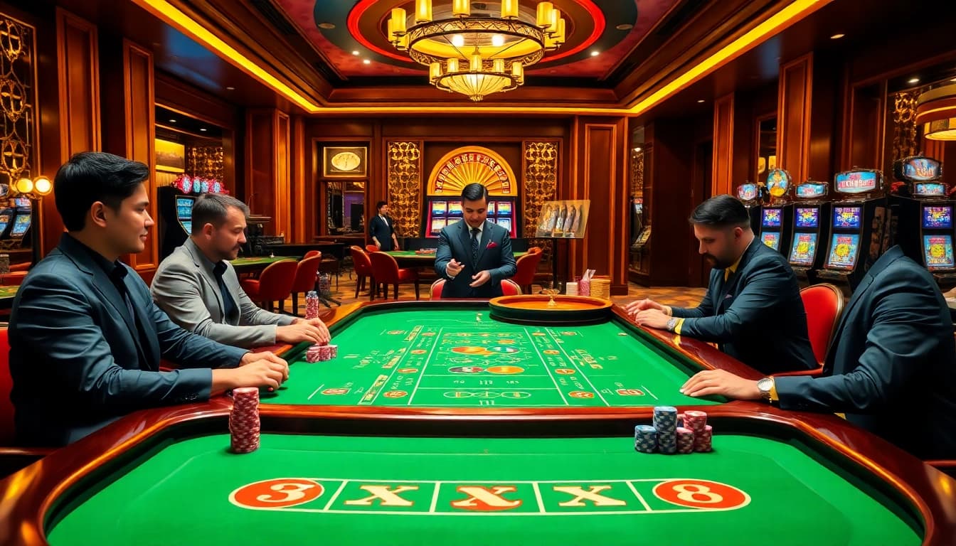 Players experiencing the excitement of Baccarat at XX88's luxury casino atmosphere.